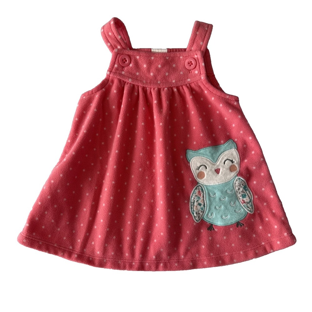 Carters Plush Pink Owl Sleeveless Dress 3 Months Soft Cottage Whimsical‎ Fairy